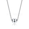 Round Ball Rhodium Plated 925 Sterling Silver Pendant Necklaces for Women NJEW-BB72244-7