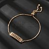 Rectangle Brass Micro Pave Cubic Zirconia Link Slider Bracelets KK-R217-52G-1