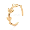 Ion Plating(IP) 304 Stainless Steel Leaf Wrap Open Cuff Ring for Women RJEW-C025-15G-1