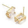 Brass with Cubic Zirconia Stud Earring Findings X-KK-Q789-14G-2