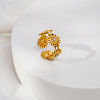 Adjustable 304 Stainless Steel Micro Pave Cubic Zirconia Cuff Open Rings for Women BI5258-1-2