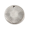 Textured Flat Round 304 Stainless Steel Pendants STAS-G218-06P-1