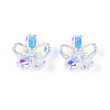 Transparent Electroplate Glass Bead Caps EGLA-N015-01B-3