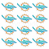 Sun & Dolphin Polyester Embroidery Cloth Iron On/Sew On Patches AJEW-WH0471-73-1