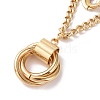 PVD Vacuum Plating 304 Stainless Steel Double Chains Multi Layered Necklace with Rings Charm for Women STAS-E155-15G-3