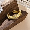 Brass Micro Pave Clear Cubic Zirconia Cuff Rings for Women RJEW-Q009-11G-4