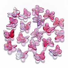 Two Tone Transparent Spray Painted Glass Charms GLAA-T016-22A