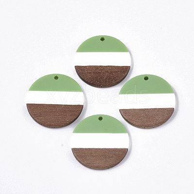 Tri-color Resin & Walnut Wood Pendants X-RESI-S358-78P-1