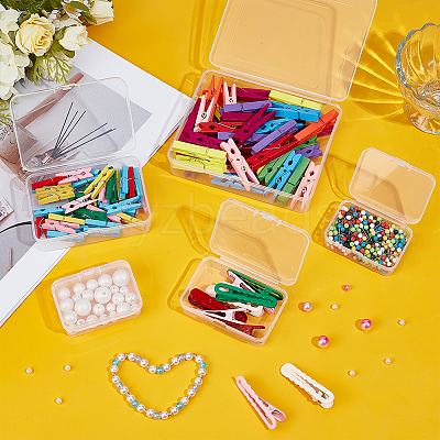 32Pcs 4 Styles Transparent Plastic Storage Boxes CON-BC0007-95-1
