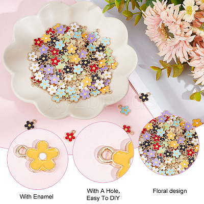 140Pcs 7 Colors Alloy Enamel Charms ENAM-HY0003-03-1