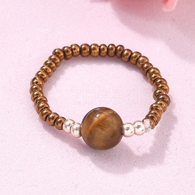 Natural & Synthetic Mixed Stone Stretch Rings X-RJEW-JR00255-1