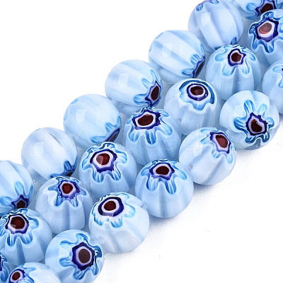 Handmade Millefiori Glass Beads Strands LK-T001-10H-1