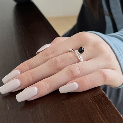 S925 Sterling Silver Open Cuff Ring for Women RJEW-M164-03-1