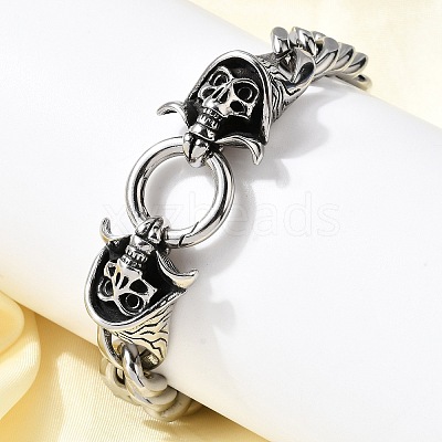 304 Stainless Steel Cuban Link Chains Bracelets for Unisex BJEW-A092-06A-P-1
