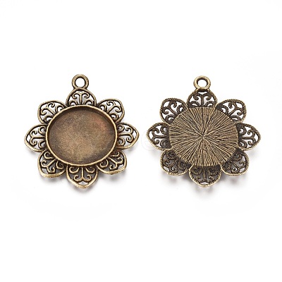 Tibetan Style Alloy Pendant Cabochon Settings TIBE-T003-03AB-NR-1