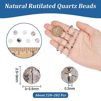 2 Strands Natural Rutilated Quartz Beads Strands G-NB0005-06-1