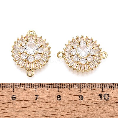 Brass Pave Clear Cubic Zirconia Connector Charms KK-N284-21G-1