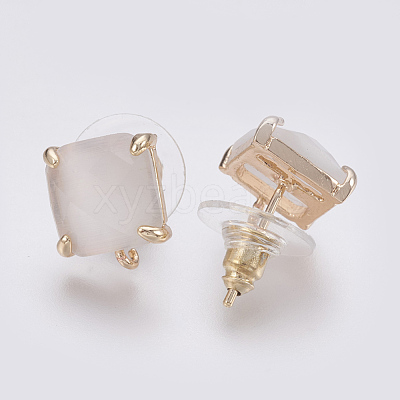 Faceted Glass Stud Earring Findings GLAA-F084-C13-1
