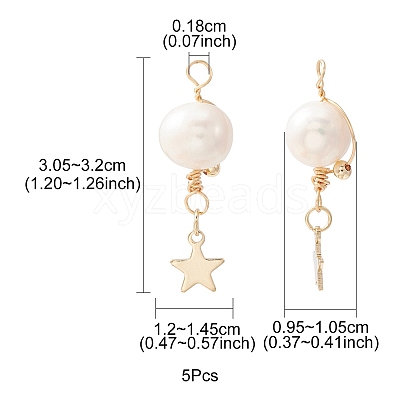 Natural Cultured Freshwater Pearl Copper Wire Wrapped Pendants PALLOY-YW0001-40-1