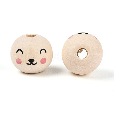 Printed Schima Wood Beads WOOD-T033-02G-1
