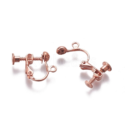 Rack Plated Brass Screw Clip-on Earring Findings LS-KK-P169-04RG-1
