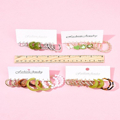 5 Sets 5 Colors Alloy Hoop Earring Sets EJEW-FS0001-23A-1
