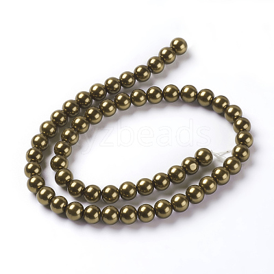 Eco-Friendly Dyed  Glass Pearl Round Beads Strands HY-A002-8mm-RB090-1