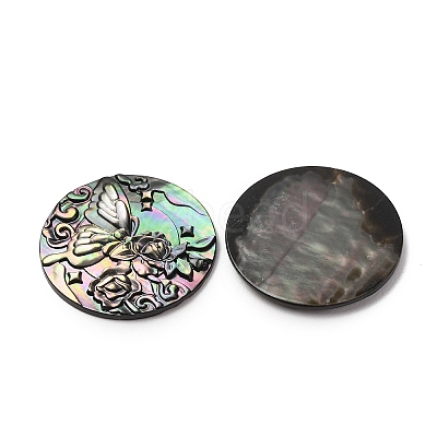 Natural Black Lip Shell Carved Cabochons SHEL-G024-01A-1