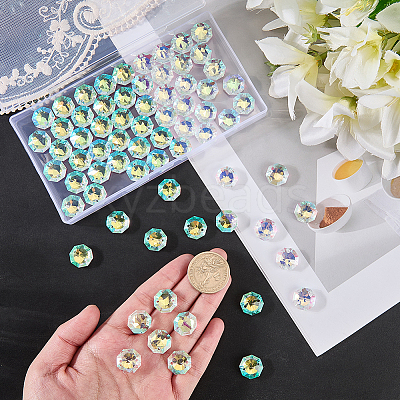80Pcs Transparent Faceted Glass Connector Charms GLAA-SP0001-88D-02-1