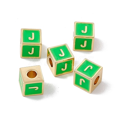 Rack Plating Brass Enamel Beads KK-B060-04G-02J-1