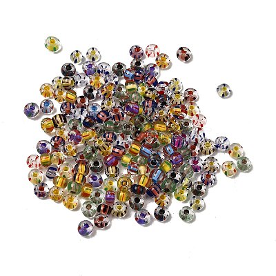Transparent Stripe Glass Seed Beads GLAA-NH0001-06A-1