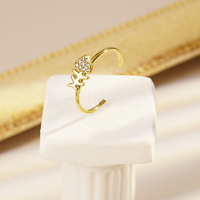 Stainless Steel with Rhinestone Adjustable Cuff Rings for Women MT3603-1