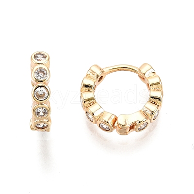 Clear Cubic Zirconia Hoop Earrings EJEW-G321-02G-1