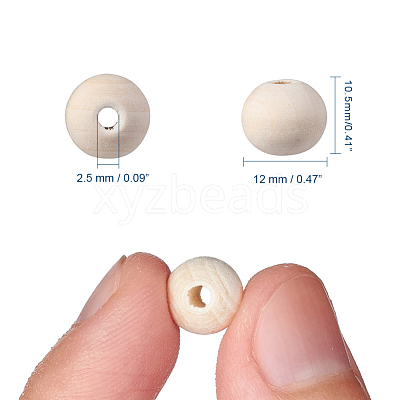 Unfinished Wood Beads X-WOOD-S651-12mm-LF-1