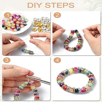 120Pcs 2 Colors Alloy Rhinestone Spacer Beads ALRI-YW0001-23-1