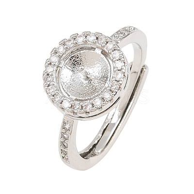 Brass Micro Pave Cubic Zirconia Adjustable Ring Components KK-CBAC351-01P-1