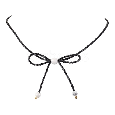 Glass Seed Pendant Necklaces for Women NJEW-MZ00031-01-1