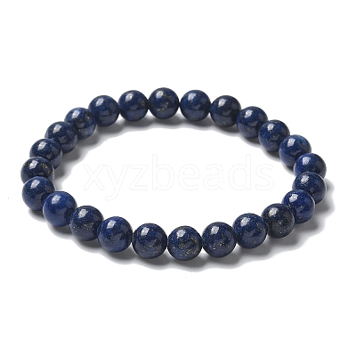 Natural Lapis Lazuli(Dyed) Bead Stretch Bracelets BJEW-K212-B-047-1