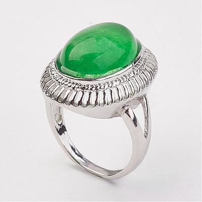 Dyed Natural Malaysia Jade Finger Rings RJEW-P122-17-1