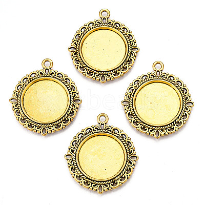 Tibetan Style Alloy Pendant Cabochon Settings TIBE-T003-08AG-RS-1