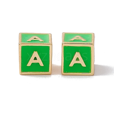Rack Plating Brass Enamel Beads KK-B060-04G-02A-1