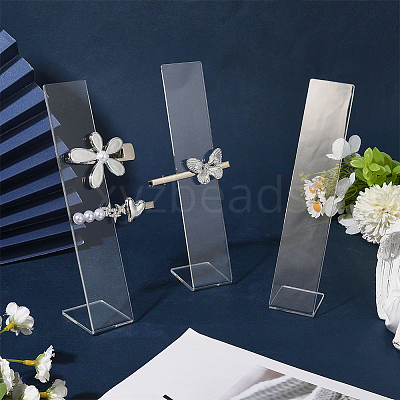 4Pcs Clear Acrylic Slant Back Hairpin Display Stands ODIS-SP0001-05-1