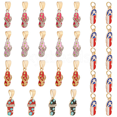 29Pcs 6 Style Evil Eye Alloy Enamel with Rhinestone Pendants PALLOY-AB00098-1