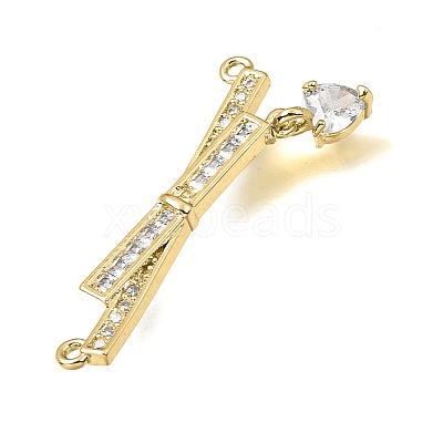Brass Micro Pave Clear Cubic Zirconia Connector Charms CU-CBA3569-04G-C-1