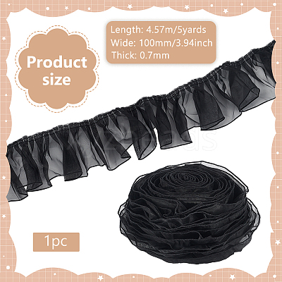 Polyester Pleated Lace Ribbon OCOR-WH0078-132A-1