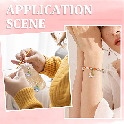 30Pcs Flower Glass & Natural & Dyed Malaysia Jade Locking Stitch Marker HJEW-SC0001-77-1