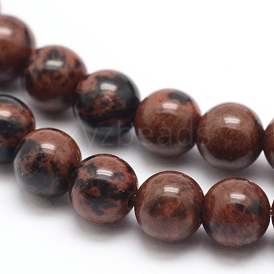 Natural Mahogany Obsidian Round Bead Strands G-P128-65-4mm-1