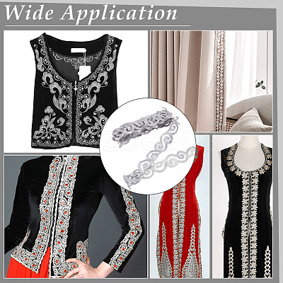 Iron on/Sew on Polyester Embroidery Auspicious Clouds Lace Ribbon OCOR-WH0088-45A-1