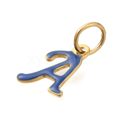 26Pcs Ion Plating(IP) 304 Stainless Steel Enamel Alphabet Charms STAS-F308-02G-1