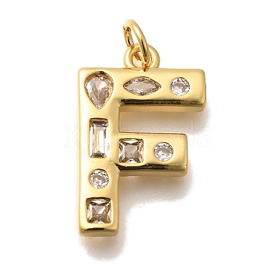 Brass Micro Pave Clear Cubic Zirconia Pendants KK-G521-01G-F-1